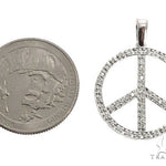 14k White Gold Diamond Peace Symbol Pendant 64671 - Image 5
