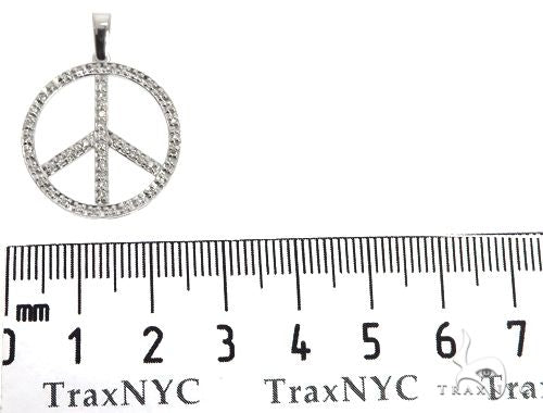14k White Gold Diamond Peace Symbol Pendant 64671 - Image 6