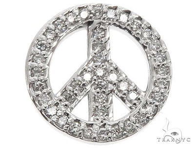 14k White Gold Diamond Peace Symbol Pendant 64672 - Image 1
