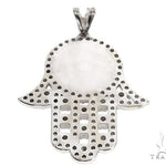 14k White Gold Diamond and Enamel Evil Eye Hamsa Pendant 64652 - Image 3