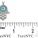 14k White Gold Diamond and Enamel Evil Eye Hamsa Pendant 64652 - Image 6