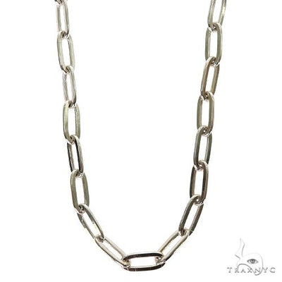 14k White Gold Hollow Paper Clip Link Chain 4.5mm 22 Inches 70208 - Image 1