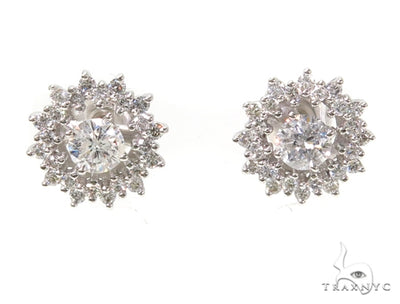 14k White Gold Prong Diamond Earrings For Women-39992 - Image 1