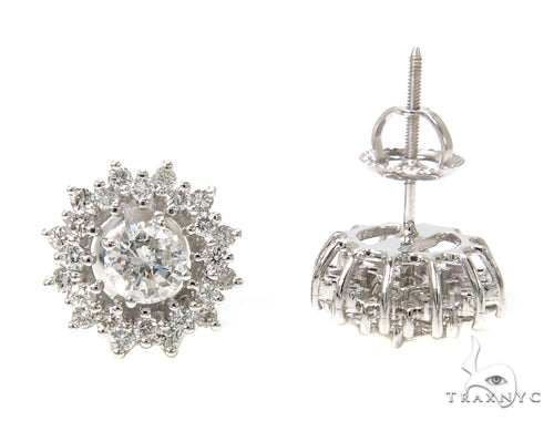 14k White Gold Prong Diamond Earrings For Women-39992 - Image 4
