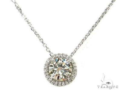 14k White Gold Pave Diamond Necklace-39991 - Image 1