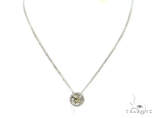 14k White Gold Pave Diamond Necklace-39991 - Image 5