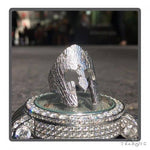 14k White Gold Spartan Mask Diamond Ring 65078 - Image 10