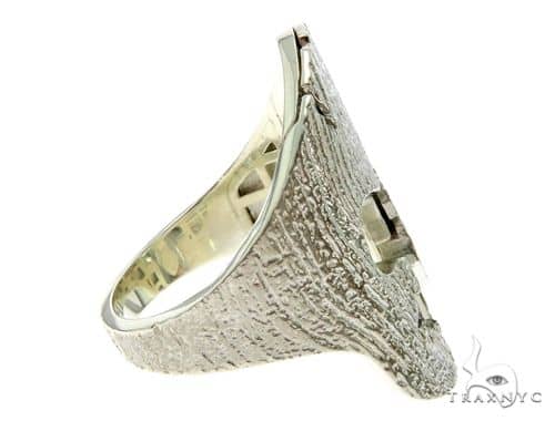 14k White Gold Spartan Mask Diamond Ring 65078 - Image 5