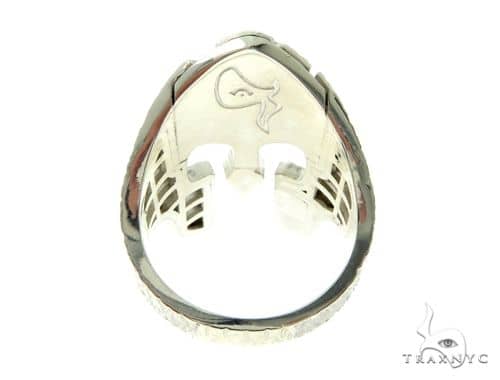 14k White Gold Spartan Mask Diamond Ring 65078 - Image 6