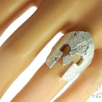14k White Gold Spartan Mask Diamond Ring 65078 - Image 8