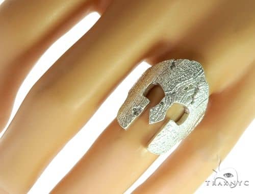 14k White Gold Spartan Mask Diamond Ring 65078 - Image 8