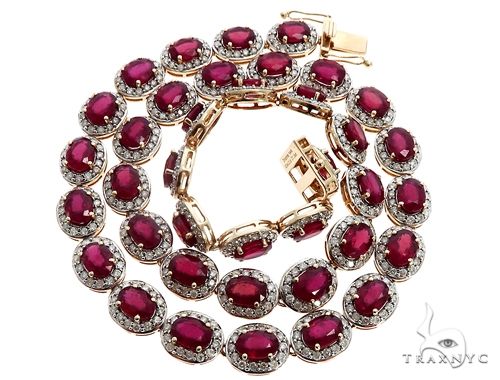 14k YG Ruby and Diamond Necklace 64745 - Image 1