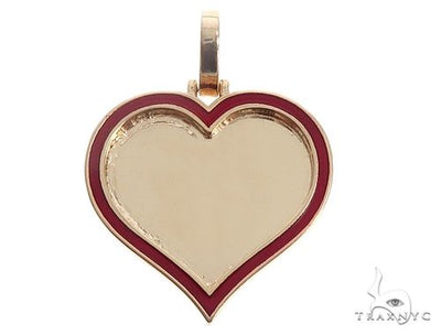 14k Yellow Gold 1 Inch Customizable Photo Heart Pendant 65043 - Image 1