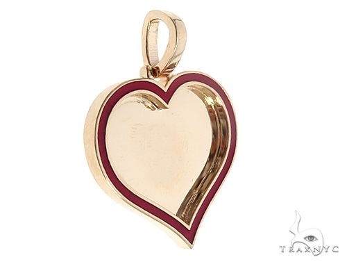 14k Yellow Gold 1 Inch Customizable Photo Heart Pendant 65043 - Image 2