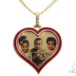 14k Yellow Gold 1 Inch Customizable Photo Heart Pendant 65043 - Image 7