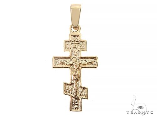 14k Yellow Gold Asymmetrical Cross Pendant 65096 - Image 1
