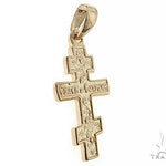14k Yellow Gold Asymmetrical Cross Pendant 65096 - Image 2