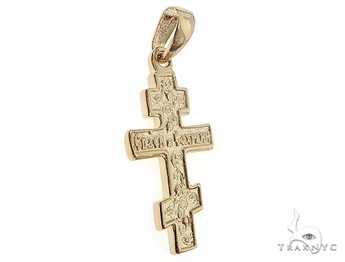 14k Yellow Gold Asymmetrical Cross Pendant 65096 - Image 2