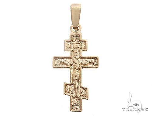 14k Yellow Gold Asymmetrical Cross Pendant 65096 - Image 3