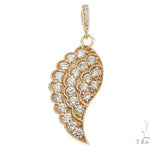 14k Yellow Gold Diamond Angel Wing Pendant 64668 - Image 1