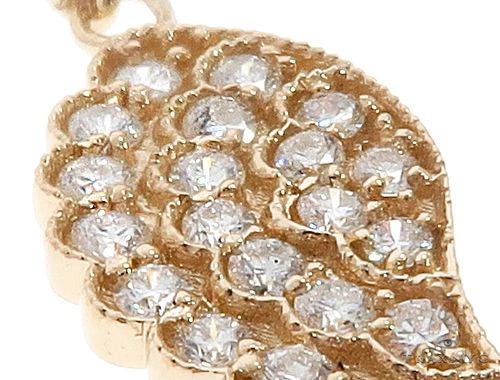 14k Yellow Gold Diamond Angel Wing Pendant 64668 - Image 4