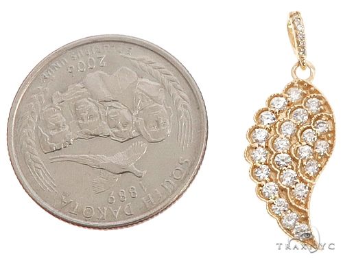 14k Yellow Gold Diamond Angel Wing Pendant 64668 - Image 5