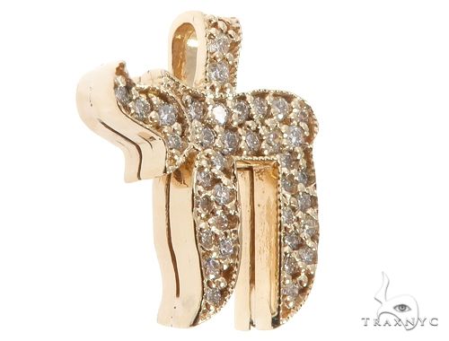 14k Yellow Gold Diamond Chai Pendant 64645 - Image 2