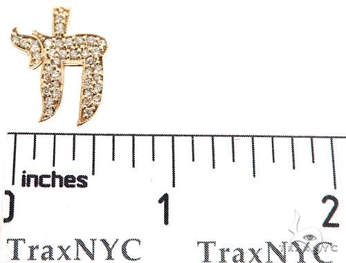 14k Yellow Gold Diamond Chai Pendant 64645 - Image 6