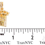 14k Yellow Gold Diamond Cuban Link Crown Jesus Pendant 64912 - Image 6