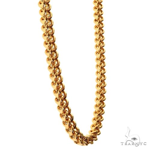 14k Yellow Gold Diamond Cut Semi-Solid Franco Link Chain 3.5mm 18 Inches 69947 - Image 2