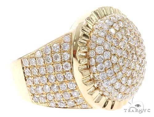 14k Yellow Gold Diamond Dome Men's Ring 65083 - Image 3