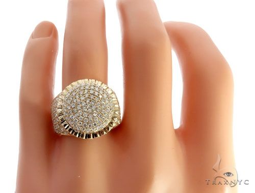 14k Yellow Gold Diamond Dome Men's Ring 65083 - Image 6
