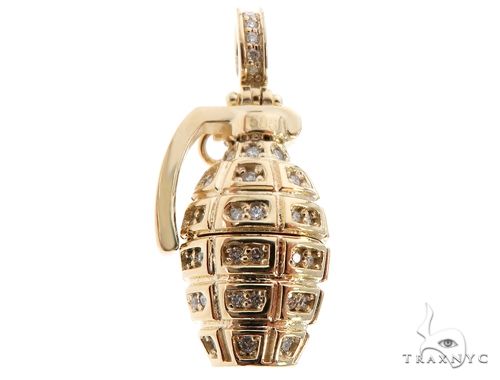 14k Yellow Gold Diamond Grenade Pendant 64670 - Image 1