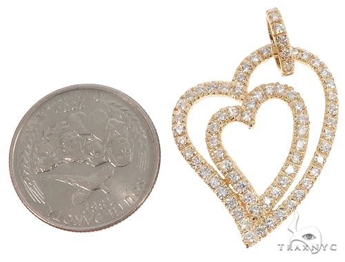 14k Yellow Gold Diamond Heart Pendant 64669 - Image 5