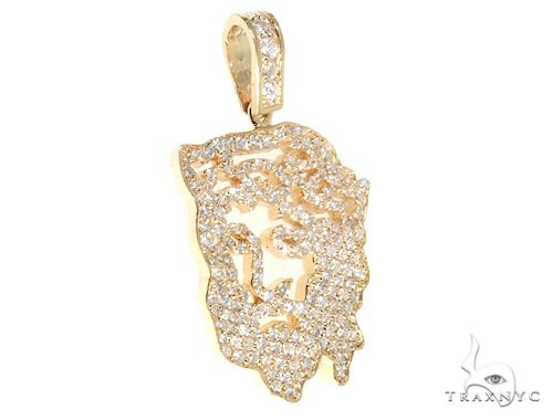 14k Yellow Gold Diamond Jesus Pendant 65134 - Image 2
