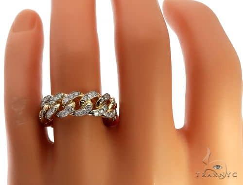 14k Yellow Gold Diamond Miami Cuban Ring 64737 - Image 6