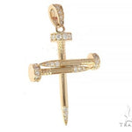 14k Gold Diamond Nail Cross Pendant 65230 - Image 2