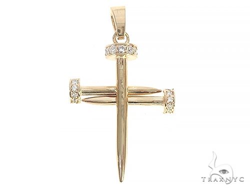 14k Gold Diamond Nail Cross Pendant 65230 - Image 3