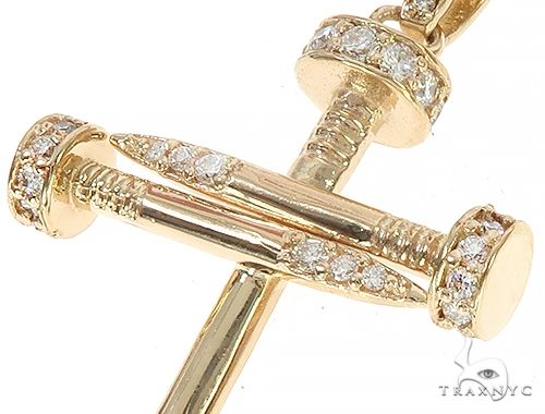 14k Gold Diamond Nail Cross Pendant 65230 - Image 4