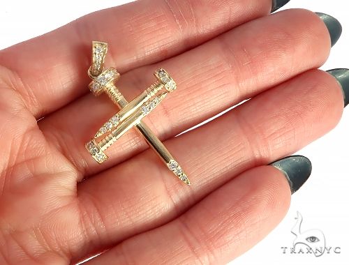14k Gold Diamond Nail Cross Pendant 65230 - Image 5