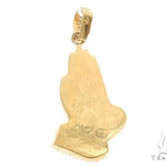 14k Yellow Gold Diamond Prayer Hands Pendant 64925 - Image 3