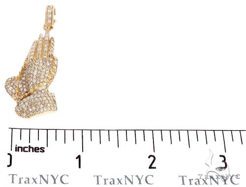 14k Yellow Gold Diamond Prayer Hands Pendant 64925 - Image 6