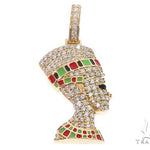 14k Yellow Gold Diamond and Enamel Nefertiti Pendant 64692 - Image 1