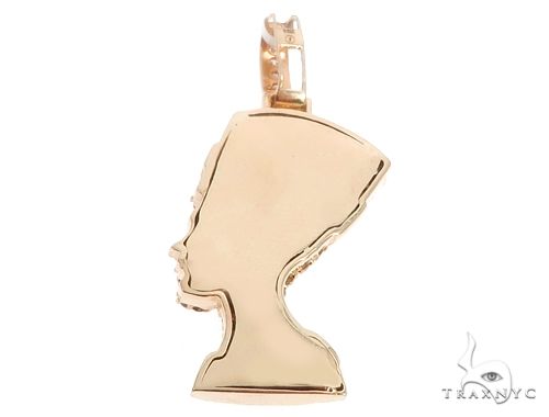 14k Yellow Gold Diamond and Enamel Nefertiti Pendant 64692 - Image 3