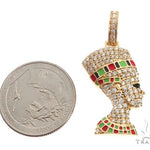 14k Yellow Gold Diamond and Enamel Nefertiti Pendant 64692 - Image 5