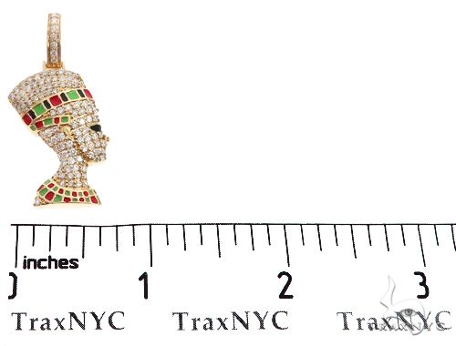 14k Yellow Gold Diamond and Enamel Nefertiti Pendant 64692 - Image 6