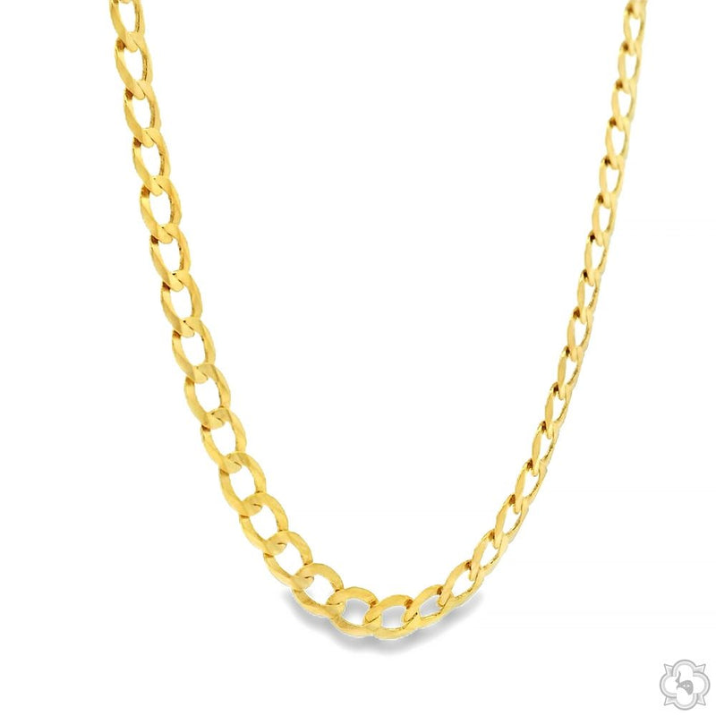 14k Yellow Gold Solid Curb Link Chain 4mm 22 inches 68270 - Image 2