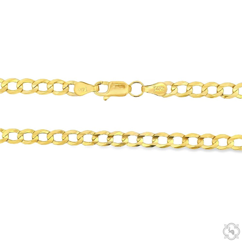 14k Yellow Gold Solid Curb Link Chain 4mm 22 inches 68270 - Image 3
