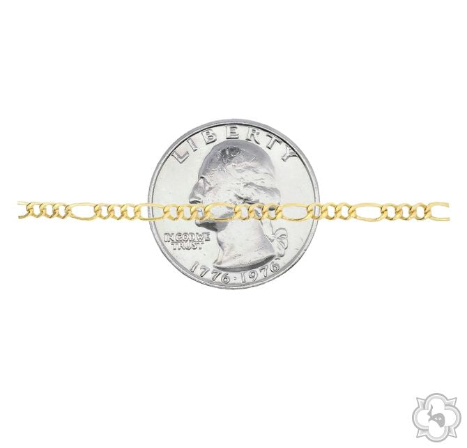 14k Yellow Gold Hollow Figaro Link 22 Inches 2.5mm 66295 - Image 4