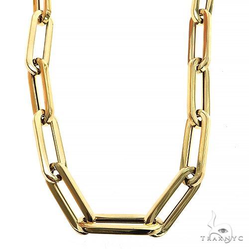 14k Yellow Gold Hollow Paperclip 6.5mm 22 inches   68348 - Image 1